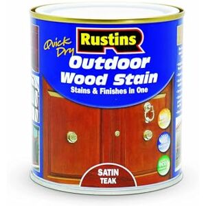 RUSTINS Quick Dry Outdoor Wood Stain Satin Teak 500ml- Durable and Weather-Resistant Finish, Fast Drying, Vibrant Color for Decks, Fences, & Furniture, Available in Many Wood Shades RUSTINS Quick Dry Outdoor Wood Stain Satin Teak 500ml- Durable and Weather-Resistant Finish, Fast Drying, Vibrant Color for Decks, Fences, & Furniture, Available in Many Wood Shades