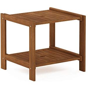 Furinno TIOMAN Patio Table, Mississippi Outdoor Side Table, Coffee Table with Umbrella Hole, for Patio, Garden, Porch, Natural Furinno TIOMAN Patio Table, Mississippi Outdoor Side Table, Coffee Table with Umbrella Hole, for Patio, Garden, Porch, Natural