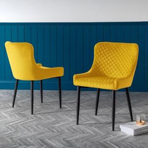Julian Bowen Set Of 2 Luxe Dining Chairs Mustard Julian Bowen Set Of 2 Luxe Dining Chairs Mustard