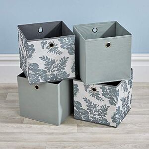 Home Source Cube Storage Boxes, Collapsible Fabric Storage Baskets, Foldable Canvas Organising Boxes, 4 Piece, Grey Home Source Cube Storage Boxes, Collapsible Fabric Storage Baskets, Foldable Canvas Organising Boxes, 4 Piece, Grey
