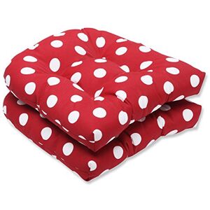 Pillow Perfect Outdoor/Indoor Polka Dot Tufted Seat Cushions (Round Back), 19" x 19", Red, 2 Pack Pillow Perfect Outdoor/Indoor Polka Dot Tufted Seat Cushions (Round Back), 19" x 19", Red, 2 Pack