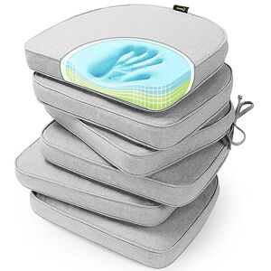 SUNROX Gel Memory Foam Chair Cushions, FadeShield Water-, Stain-Resistant Durable Reversible Seat Cushion Pads with Ties for Indoor/Outdoor Kitchen Dining Office, 17"x16", Set of 6, Heather Grey SUNROX Gel Memory Foam Chair Cushions, FadeShield Water-, Stain-Resistant Durable Reversible Seat Cushion Pads with Ties for Indoor/Outdoor Kitchen Dining Office, 17"x16", Set of 6, Heather Grey