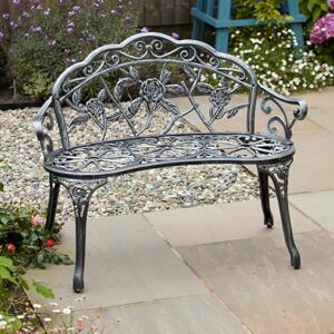Home Source Cast Iron Garden Bench Metal Frame Patio Chair Outdoor Seating, Grey, 2 Seater Home Source Cast Iron Garden Bench Metal Frame Patio Chair Outdoor Seating, Grey, 2 Seater