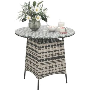 Outsunny Wicker Garden Rattan Table, Patio Furniture Outdoor Coffee Table with Umbrella Hole and Tempered Glass Top, Grey Outsunny Wicker Garden Rattan Table, Patio Furniture Outdoor Coffee Table with Umbrella Hole and Tempered Glass Top, Grey