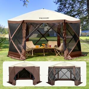VEVOR Pop Up Gazebo Tent, Pop-Up Screen Tent 6 Sided Canopy Sun Shelter with 6 Removable Privacy Wind Cloths & Mesh Windows, 12.5x12.5FT Quick Set Screen Tent with Mosquito Netting, Brown VEVOR Pop Up Gazebo Tent, Pop-Up Screen Tent 6 Sided Canopy Sun Shelter with 6 Removable Privacy Wind Cloths & Mesh Windows, 12.5x12.5FT Quick Set Screen Tent with Mosquito Netting, Brown