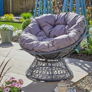 Home Source Rattan Garden Chair, Waterproof Egg Shape Patio Seat, Indoor/Outdoor, Soft Cushion Support, Dark Grey Home Source Rattan Garden Chair, Waterproof Egg Shape Patio Seat, Indoor/Outdoor, Soft Cushion Support, Dark Grey