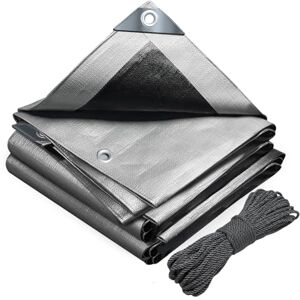 VOUNOT 4x6m Tarpaulin Heavy Duty 180 g/m² Waterproof TarpLarge Ground Camping Sheet with Eyelets, Fixing Ropes for Outdoor Furniture Caravan Car Cover, Grey VOUNOT 4x6m Tarpaulin Heavy Duty 180 g/m² Waterproof TarpLarge Ground Camping Sheet with Eyelets, Fixing Ropes for Outdoor Furniture Caravan Car Cover, Grey