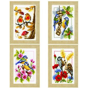 Vervaco Miniatures Four Seasons AIDA Set of 4, Multi, One Size Vervaco Miniatures Four Seasons AIDA Set of 4, Multi, One Size