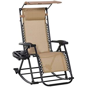 Outsunny Garden Rocking Chair Folding Recliner Outdoor Adjustable Sun Lounger Rocker Zero-Gravity Seat with Headrest Side Holder Patio Deck Beige Outsunny Garden Rocking Chair Folding Recliner Outdoor Adjustable Sun Lounger Rocker Zero-Gravity Seat with Headrest Side Holder Patio Deck Beige