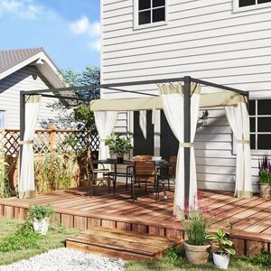Outsunny 3 x 4 m Pergola with Retractable Roof Canopy and Netting Sidewalls, Aluminium Frame Garden Gazebo Outdoor Sun Shade Shelter for Grill, Patio, Deck, Khaki Outsunny 3 x 4 m Pergola with Retractable Roof Canopy and Netting Sidewalls, Aluminium Frame Garden Gazebo Outdoor Sun Shade Shelter for Grill, Patio, Deck, Khaki