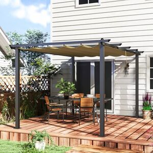 Outsunny 3 x 4m Pergola with Retractable Roof, Aluminium Frame Garden Gazebo Canopy Outdoor Sun Shade Shelter for Grill, Patio, Deck, Khaki Outsunny 3 x 4m Pergola with Retractable Roof, Aluminium Frame Garden Gazebo Canopy Outdoor Sun Shade Shelter for Grill, Patio, Deck, Khaki