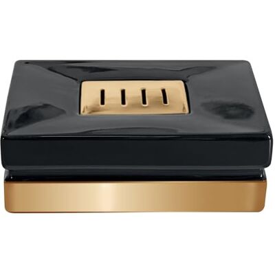 Spirella Stoneware Roma Soap Dish, Black/Gold Spirella Stoneware Roma Soap Dish, Black/Gold