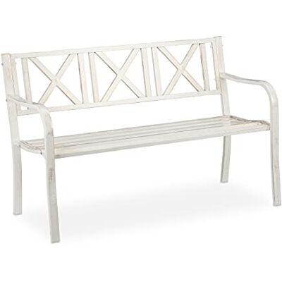 Relaxdays Garden Bench 2-Seater Rustic Steel - Garden, Balcony, Terrace Relaxdays Garden Bench 2-Seater Rustic Steel - Garden, Balcony, Terrace