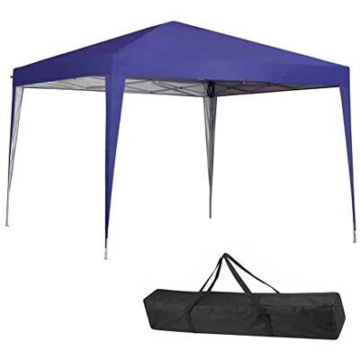 BAKAJI Gazebo 3 x 3 m Folding Polyester Fabric Waterproof Metal Structure Folding Accordion Portable Marquee Market Outdoor Garden + Carry Bag (Blue) BAKAJI Gazebo 3 x 3 m Folding Polyester Fabric Waterproof Metal Structure Folding Accordion Portable Marquee Market Outdoor Garden + Carry Bag (Blue)