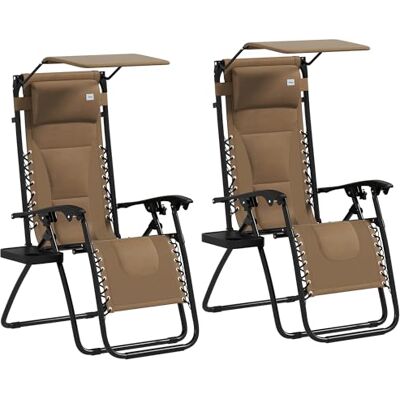 Outsunny 2 Pcs Zero Gravity Lounger Chair - Lounger Chair Outsunny 2 Pcs Zero Gravity Lounger Chair - Lounger Chair