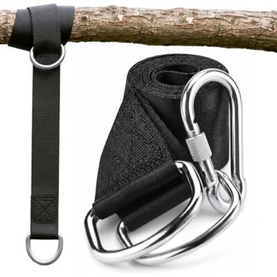 AMANKA Hanging Kit for Swing Chair 150kg 1x Strap 300x5cm Hammock Tree Rope Set Black AMANKA Hanging Kit for Swing Chair 150kg 1x Strap 300x5cm Hammock Tree Rope Set Black