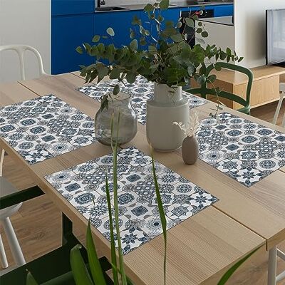 CREARREDA American Placemats Set of 4 Washable PVC Made in Italy 48 x 33 cm Breakfast & Snacks Dirt-Repellent, Non-Slip, Fireproof CREARREDA American Placemats Set of 4 Washable PVC Made in Italy 48 x 33 cm Breakfast & Snacks Dirt-Repellent, Non-Slip, Fireproof