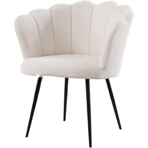 Home Source Boucle Scallop Shell Chair Wing Back Armchair Occasional Sofa, White, Black Legs Home Source Boucle Scallop Shell Chair Wing Back Armchair Occasional Sofa, White, Black Legs