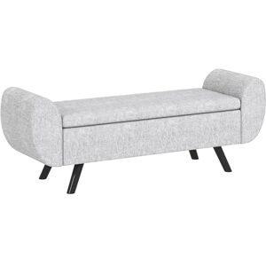 HOMCOM Storage Ottoman with Armrest, Upholstered Linen Storage Bench, Window Seat with Rubberwood Legs, Footstool for Bedroom Living Room, Hallway, Light Grey HOMCOM Storage Ottoman with Armrest, Upholstered Linen Storage Bench, Window Seat with Rubberwood Legs, Footstool for Bedroom Living Room, Hallway, Light Grey