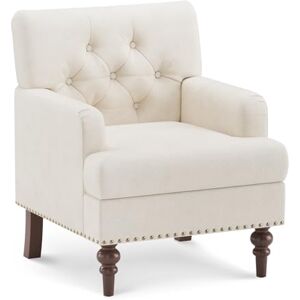 COLAMY Upholstered Armchair Accent Chair with Button Tufted Back, Fabric Lounge Chair for Living Room Bedroom, Comfortable Single Sofa Chair with Wooden Legs COLAMY Upholstered Armchair Accent Chair with Button Tufted Back, Fabric Lounge Chair for Living Room Bedroom, Comfortable Single Sofa Chair with Wooden Legs