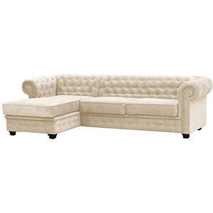 Sofas and More Chesterfield Style Corner Sofa Set 3+2 Seater Armchair Cream Fabric (Left hand Corner) Sofas and More Chesterfield Style Corner Sofa Set 3+2 Seater Armchair Cream Fabric (Left hand Corner)
