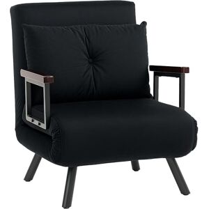HOMCOM Single Chair Bed, Click Clack Convertible Bed Settee, Modern Velvet Feel Fabric Chair Couch with 1 Tufted Cushion, Wood Armrests, for Living Room, Bedroom, Guest Room, Black HOMCOM Single Chair Bed, Click Clack Convertible Bed Settee, Modern Velvet Feel Fabric Chair Couch with 1 Tufted Cushion, Wood Armrests, for Living Room, Bedroom, Guest Room, Black