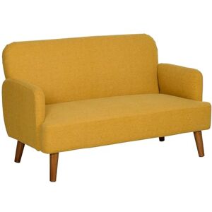 HOMCOM 2 Seater Sofa, Small Sofa Couch with 21cm Thick Padding and Wood Legs, Modern Velvet Feel Fabric Loveseat for Living Room, Bedroom, Home Office, Yellow HOMCOM 2 Seater Sofa, Small Sofa Couch with 21cm Thick Padding and Wood Legs, Modern Velvet Feel Fabric Loveseat for Living Room, Bedroom, Home Office, Yellow
