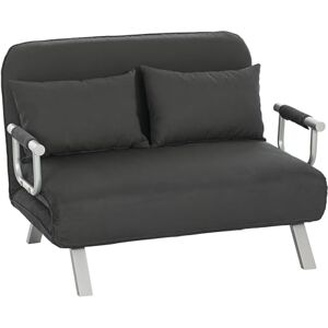 HOMCOM 2 Seater Sofa Bed, Click Clack Convertible Bed Settee, Modern Faux Suede Upholstered Sofa with 2 Pillows for Living Room, Guest Room, Charcoal Grey HOMCOM 2 Seater Sofa Bed, Click Clack Convertible Bed Settee, Modern Faux Suede Upholstered Sofa with 2 Pillows for Living Room, Guest Room, Charcoal Grey