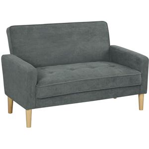 HOMCOM 2 Seater Sofa, Modern Velvet-Feel Sofa with Rubber Wood Legs, Upholstered Tufted Loveseat for Small Space, Living Room, Bedroom, Home Office, Grey HOMCOM 2 Seater Sofa, Modern Velvet-Feel Sofa with Rubber Wood Legs, Upholstered Tufted Loveseat for Small Space, Living Room, Bedroom, Home Office, Grey