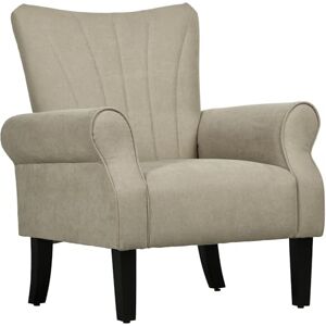 HOMCOM Armchair, Upholstered Modern Accent Chair with High Back, Rolled Arms and Wood Legs, Soft Thick Padded Living Room Chair, Beige HOMCOM Armchair, Upholstered Modern Accent Chair with High Back, Rolled Arms and Wood Legs, Soft Thick Padded Living Room Chair, Beige