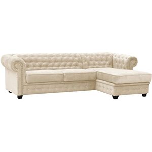 Sofas and More Chesterfield Style Corner Sofa Set 3+2 Seater Armchair Cream Fabric (Right Hand Corner) Sofas and More Chesterfield Style Corner Sofa Set 3+2 Seater Armchair Cream Fabric (Right Hand Corner)