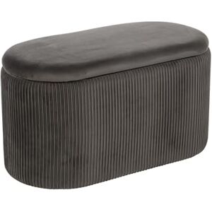Home Source Oval Folding Ottoman, Velvet Fabric Organiser Bedding Box, Versatile Home Storage, 76cm, Grey Home Source Oval Folding Ottoman, Velvet Fabric Organiser Bedding Box, Versatile Home Storage, 76cm, Grey
