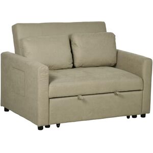 HOMCOM 2 Seater Sofa Bed Convertible Bed Settee with Cushions, Pockets, Brown HOMCOM 2 Seater Sofa Bed Convertible Bed Settee with Cushions, Pockets, Brown