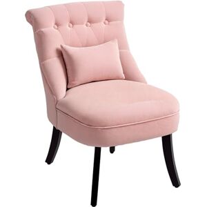 HOMCOM Tub Chair, Armless Single Sofa, Modern Button Tufted Armchair, Upholstered Linen Fabric Longue Accent Chair for Living Room, Bedroom, Pink HOMCOM Tub Chair, Armless Single Sofa, Modern Button Tufted Armchair, Upholstered Linen Fabric Longue Accent Chair for Living Room, Bedroom, Pink
