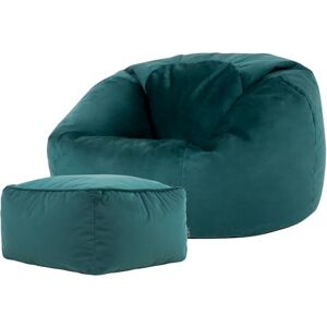 icon Kingston Velvet Bean Bag with Footstool, Teal Green, Large Adult Bean Bag Chair with Filling Included, Accent Chair, Pouffe Footstool, Living Room, Living Room Furniture, Bedroom Furniture icon Kingston Velvet Bean Bag with Footstool, Teal Green, Large Adult Bean Bag Chair with Filling Included, Accent Chair, Pouffe Footstool, Living Room, Living Room Furniture, Bedroom Furniture