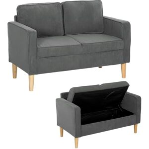HOMCOM 2 Seater Sofa with Storage, Compact Loveseat Sofa with Solid Wood Legs, Corduroy Small Couch Settee for Living Room, Bedroom, Home Office, 117 x 63 x 79cm, Grey HOMCOM 2 Seater Sofa with Storage, Compact Loveseat Sofa with Solid Wood Legs, Corduroy Small Couch Settee for Living Room, Bedroom, Home Office, 117 x 63 x 79cm, Grey