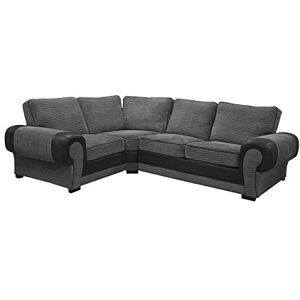 Sofas and More Big Corner Sofa Suite 3+2 Armchair Jumbo Cord Black And Grey (Left Hand Corner) Sofas and More Big Corner Sofa Suite 3+2 Armchair Jumbo Cord Black And Grey (Left Hand Corner)