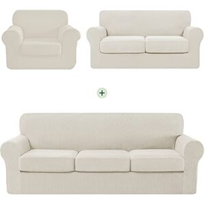 CHUN YI Stretch Sofa Slipcover Set for Couch and Loveseat and Armchair, Couch Slipcover with Separate Cushion Sofa Cover Set for 1 2 3 Seater (Ivory White/Cream, Covers for Sofa& Loveseat & Chair) CHUN YI Stretch Sofa Slipcover Set for Couch and Loveseat and Armchair, Couch Slipcover with Separate Cushion Sofa Cover Set for 1 2 3 Seater (Ivory White/Cream, Covers for Sofa& Loveseat & Chair)