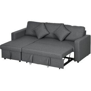 HOMCOM Corner Sofa Bed with Storage, 3 Seater Pull Out Sofa Bed, Convertible L Shape Sofa Couch with Reversible Chaise Lounge for Living Room, Dark Grey HOMCOM Corner Sofa Bed with Storage, 3 Seater Pull Out Sofa Bed, Convertible L Shape Sofa Couch with Reversible Chaise Lounge for Living Room, Dark Grey