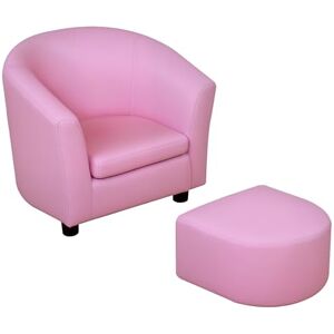 HOMCOM Children's Armchairs Toddler Chair Sofa Footstool 2-in-1 Design for Girls with Thick Padding, Anti-skid Foot Pads, Wood Frame, Pink HOMCOM Children's Armchairs Toddler Chair Sofa Footstool 2-in-1 Design for Girls with Thick Padding, Anti-skid Foot Pads, Wood Frame, Pink