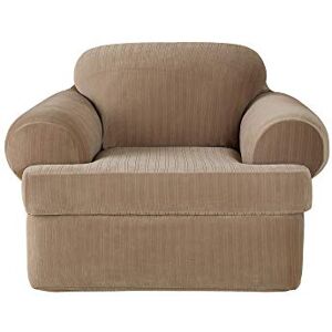 Surefit Sure Fit Stretch Pinstripe 2-Piece Chair Slipcover Taupe (SF37184) Surefit Sure Fit Stretch Pinstripe 2-Piece Chair Slipcover Taupe (SF37184)