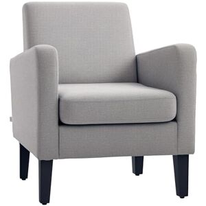 HOMCOM Armchair, Modern Upholstered Linen Living Room Chair, Accent Chair with Spring Pack, Wood Legs for Bedroom, Home Office, Light Grey HOMCOM Armchair, Modern Upholstered Linen Living Room Chair, Accent Chair with Spring Pack, Wood Legs for Bedroom, Home Office, Light Grey