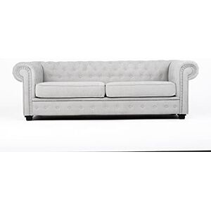 Sofas and More Chesterfield Style Corner Sofa Set 3+2 Seater Armchair Light Grey Fabric (2 Seater) Sofas and More Chesterfield Style Corner Sofa Set 3+2 Seater Armchair Light Grey Fabric (2 Seater)
