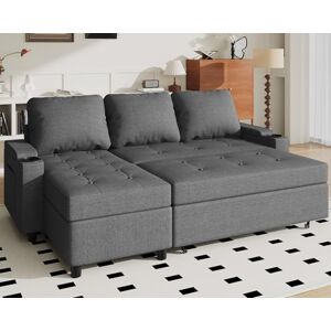 JUMMICO 3 Seater Pull Out Sofa Bed with Chaise Storage L-Shaped Corner Convertible Sectional Couch for Living Room and Bedroom,Light Gray JUMMICO 3 Seater Pull Out Sofa Bed with Chaise Storage L-Shaped Corner Convertible Sectional Couch for Living Room and Bedroom,Light Gray