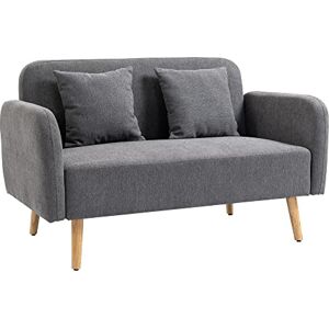 HOMCOM 2 Seater Sofa, Modern Fabric Loveseat Sofa, Small Couch with 2 Pillows, Armrest and Wood Legs for Living Room, Bedroom, Home Office, Grey HOMCOM 2 Seater Sofa, Modern Fabric Loveseat Sofa, Small Couch with 2 Pillows, Armrest and Wood Legs for Living Room, Bedroom, Home Office, Grey