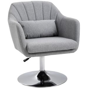 HOMCOM Swivel Linen Fabric Accent Chair for Living Room Contemporary Vanity Armchair with Adjustable Height Thick Cushion Lumbar Support Armrest for Bedroom Office Light Grey HOMCOM Swivel Linen Fabric Accent Chair for Living Room Contemporary Vanity Armchair with Adjustable Height Thick Cushion Lumbar Support Armrest for Bedroom Office Light Grey