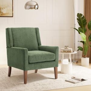 COLAMY Modern Wingback Living Room, Upholstered Fabric Accent Armchair, Single Sofa Chair with Lounge Seat and Wood Legs for Bedroom/Living Room/Reading Spaces (Green) COLAMY Modern Wingback Living Room, Upholstered Fabric Accent Armchair, Single Sofa Chair with Lounge Seat and Wood Legs for Bedroom/Living Room/Reading Spaces (Green)