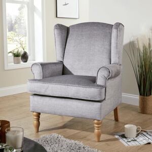 Home Source Armchair – Classic High Back Accent Chair with Plush Foam Seat, Silver Upholstery, Solid Rubberwood Legs – Elegant Living Room or Reading Chair Home Source Armchair – Classic High Back Accent Chair with Plush Foam Seat, Silver Upholstery, Solid Rubberwood Legs – Elegant Living Room or Reading Chair