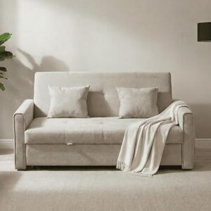 Home Source Charleston Convertible Sofabed, 2 Seater Pull Out Sofa Bed, Linen Fabric, Compact Living Room/Guest Bed – Beige Velvet Home Source Charleston Convertible Sofabed, 2 Seater Pull Out Sofa Bed, Linen Fabric, Compact Living Room/Guest Bed – Beige Velvet