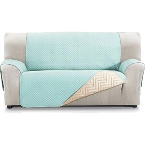 ECOMMERC3 Extra Soft Touch 3 Seater Sofa Cover Adjustable Sofa Cover with Padded Aquamarine/Beige Reversbile Sofa Cover ECOMMERC3 Extra Soft Touch 3 Seater Sofa Cover Adjustable Sofa Cover with Padded Aquamarine/Beige Reversbile Sofa Cover